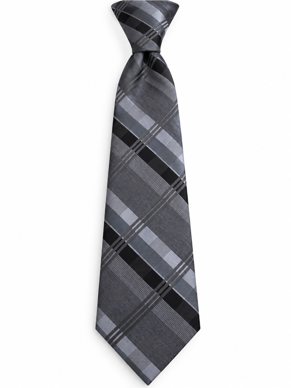 Geoffrey Beene Gray and Black Plaid Men's Tie